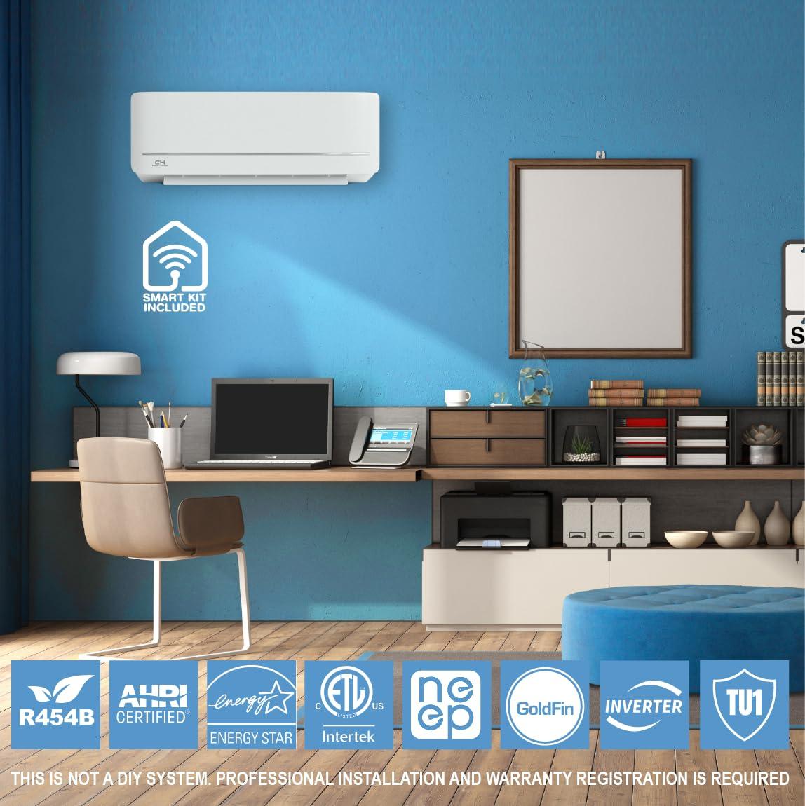 Cooper & Hunter Cooper & Hunter MIA Series, Mini Split Air Conditioner and Heater, 9,000 BTU, 230V, 21.7 SEER, Wall Mount Ductless Inverter Heat Pump System, Including 16ft Installation kit