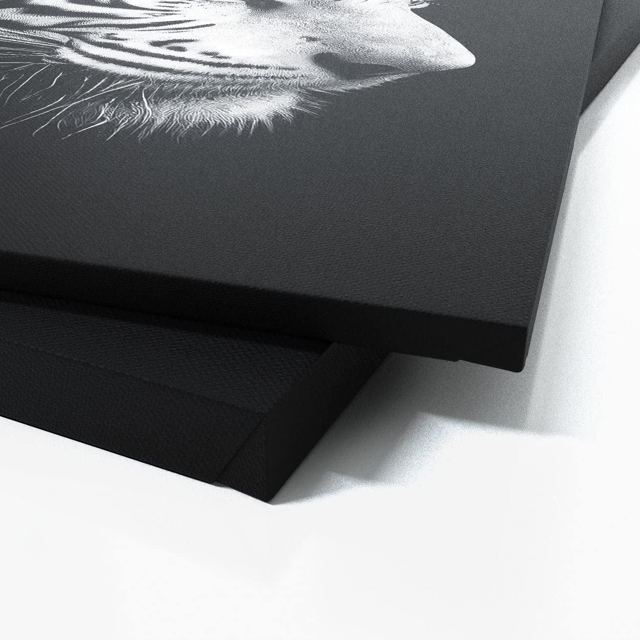 Sense Canvas Sense Canvas White Tiger Profile Black And White Canvas Art - Home Decor Wall Art Print Poster Painting Large 30x40 / 0.75\"