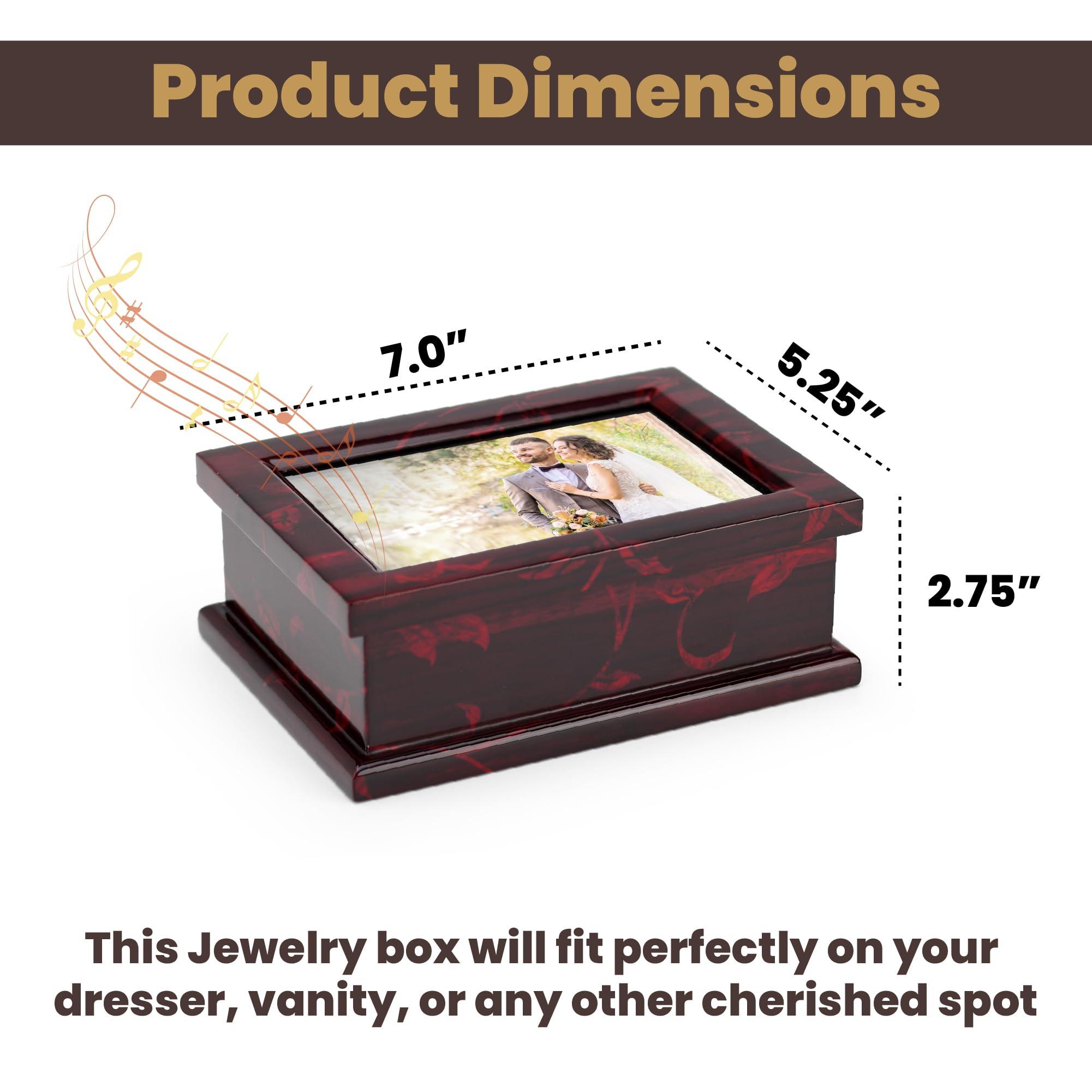 MusicBoxAttic Modern 4 x 6 Photo Frame Musical Jewelry Box with Floral Motifs-Many Songs to Choose-If I Only Had a Brain