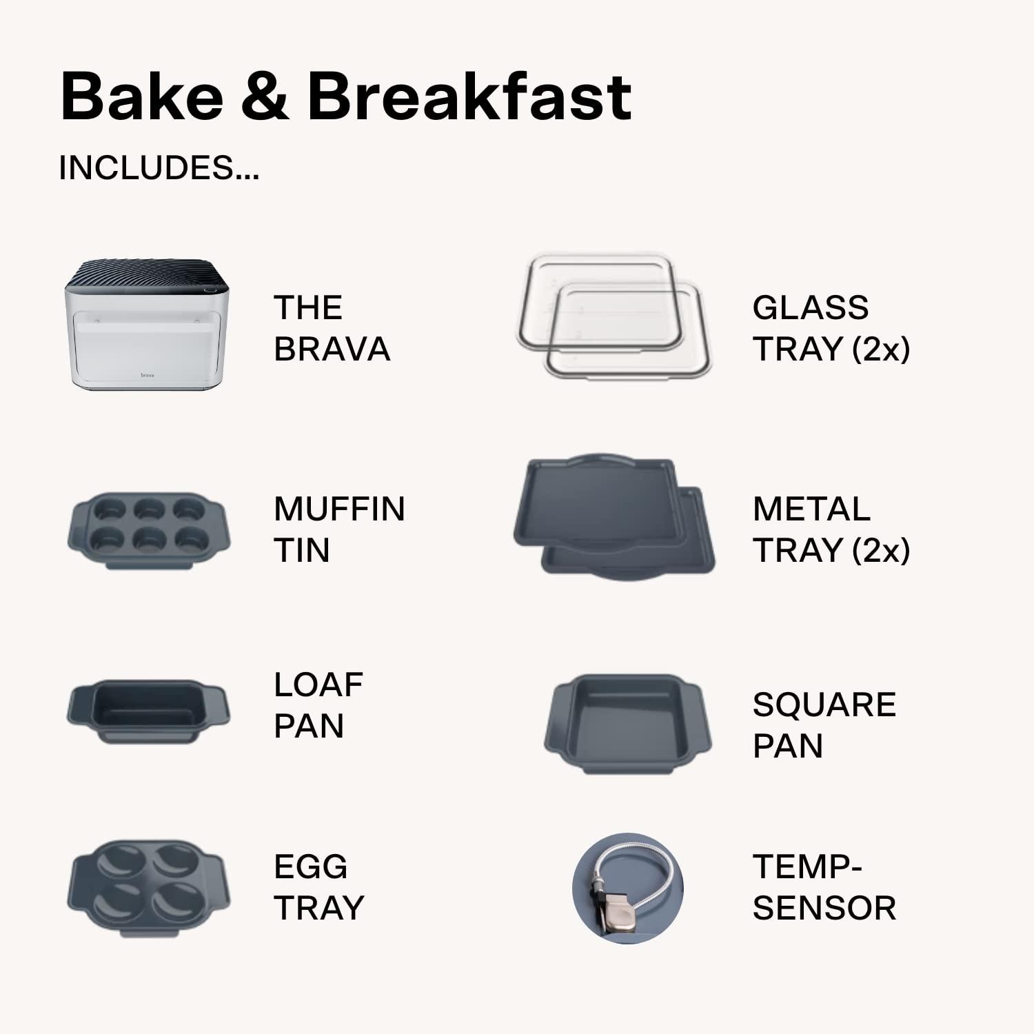 Brava Brava Oven Bake & Breakfast Set: 10-in-1 Touchscreen Countertop Smart Oven, Air Fryer, 6-Slice Toaster, Slow Cooker, Reheater, Dehydrator, Rice Cooker, Healthy & User Friendly, Auto-Shut Off, 1800W