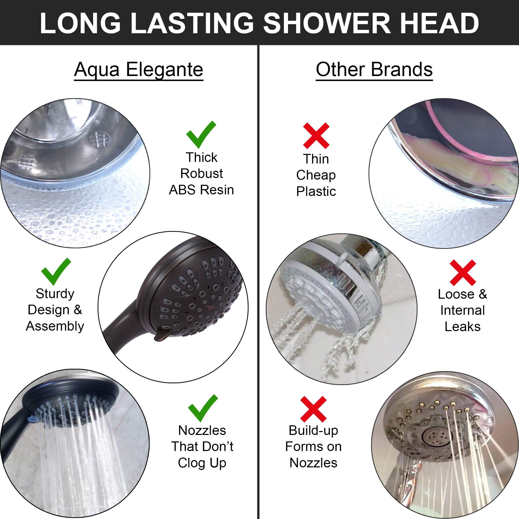 Aqua Elegante Aqua Elegante 6 Function Luxury Handheld Shower Head - Adjustable Pressure Rainfall Spray With Removable Nozzle, Oil-Rubbed Bronze