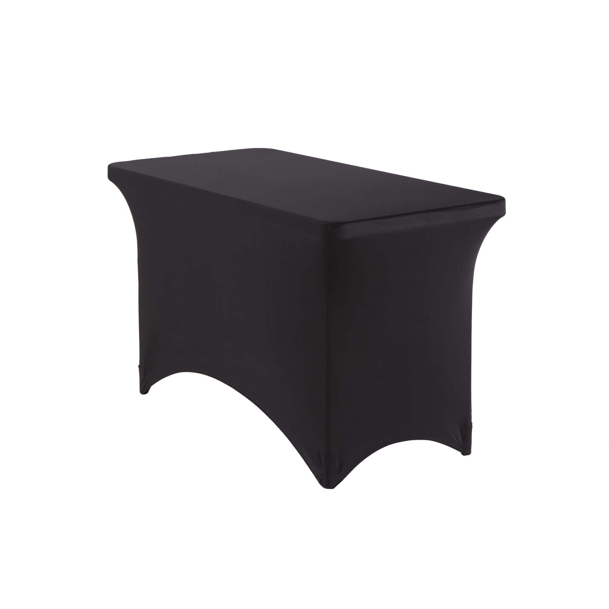 Iceberg Iceberg iGear Stretch Fabric Table Cover, Fits 4\' Table, Polyester/Spandex, Black, 24\" W x 48\" L