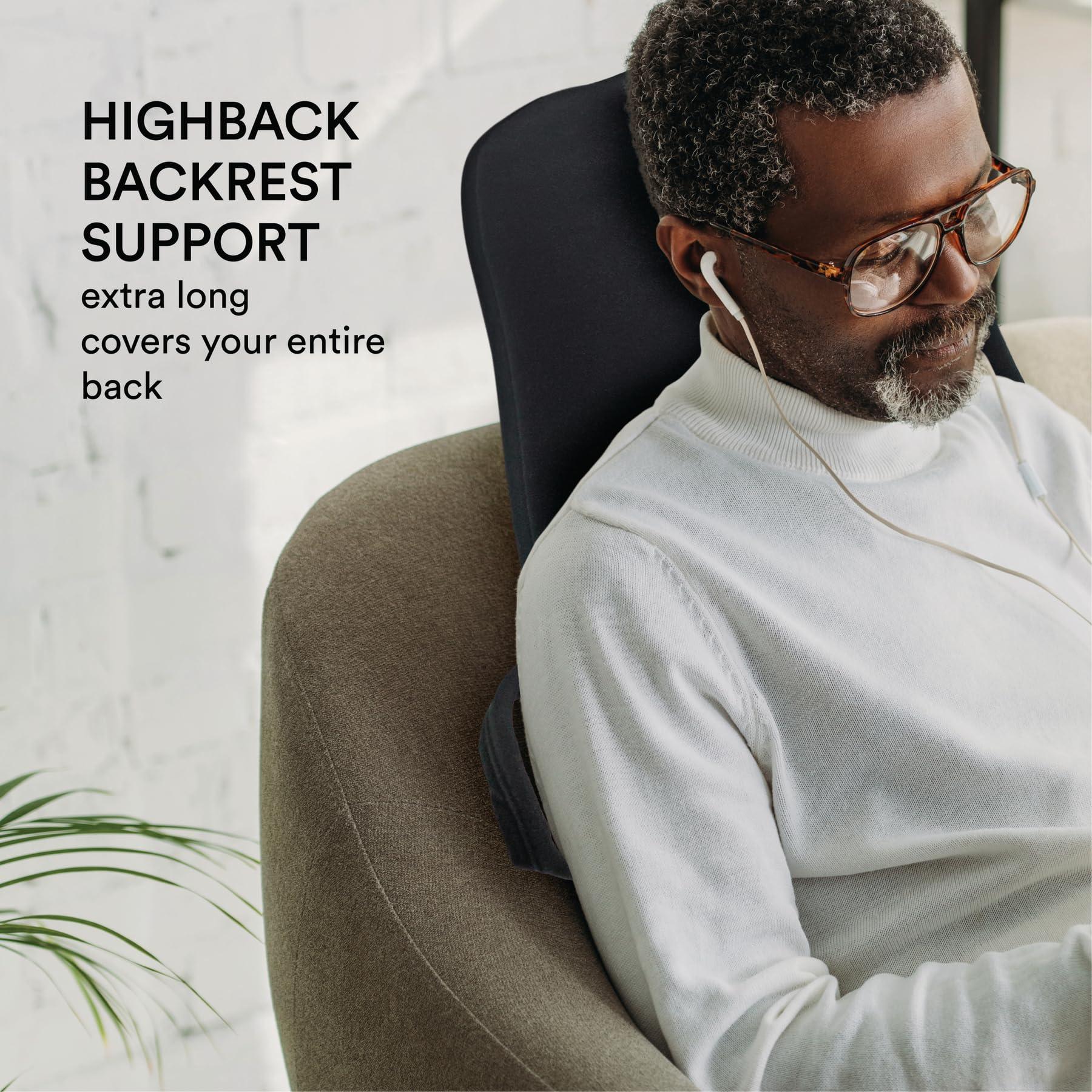 ObusForme ObusForme Highback Backrest Support - Extra Tall Padded Seat Cushion and Lumbar Support Pillow, Portable Posture Support with Soft and Durable Foam