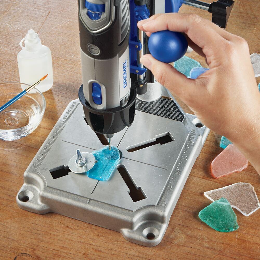 Dremel Dremel Drill Press Rotary Tool Workstation Stand with Wrench - Mini Portable Press & Tool Holder - 2 Inch Depth- Ideal for Drilling Perpendicular and Angled Holes - 220-01