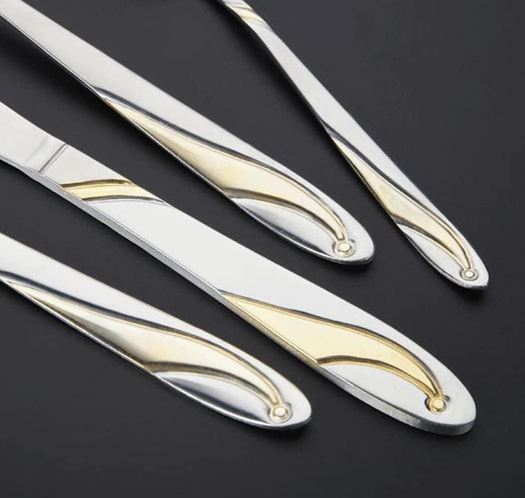 TWEE Gold Silverware Set 24 Piece Cutlery Set for 6 Premium Stainless Steel Flatware Sets Include Teaspoons Knifes Forks and Spoons Home Kitchen Restaurant Hotel Tableware Utensils Set
