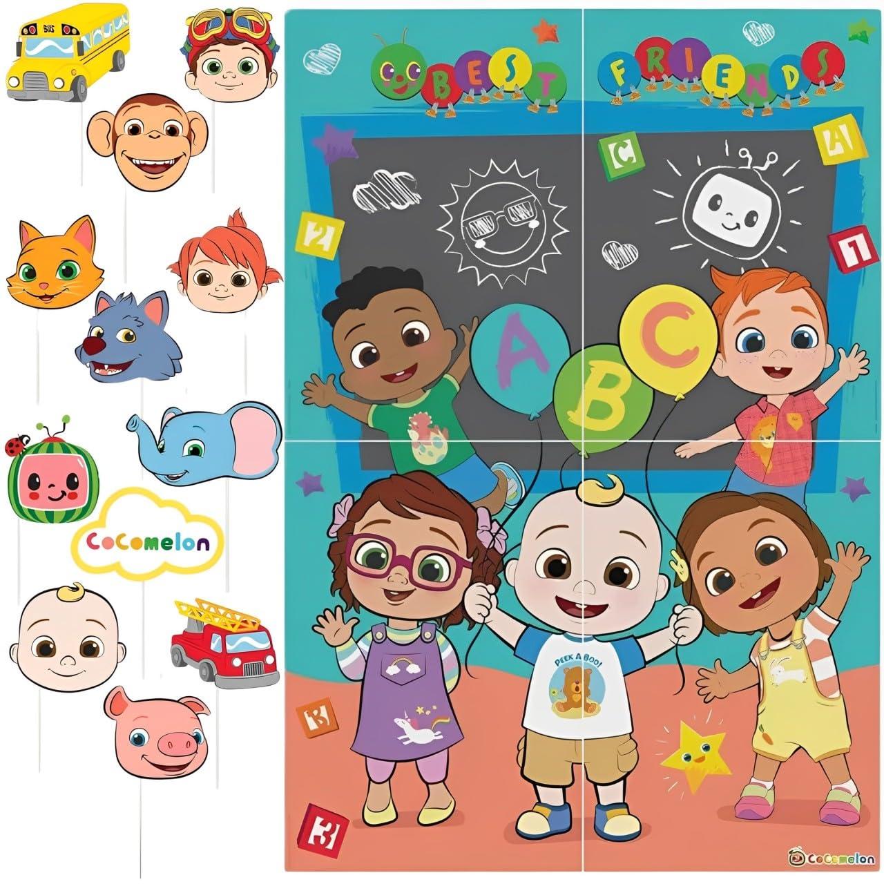 Amscan amscan Cocomelon Scene Setters with Photo Props - 27.8\" x 40\" | Assorted Design | 1 Set of 16 Pcs.