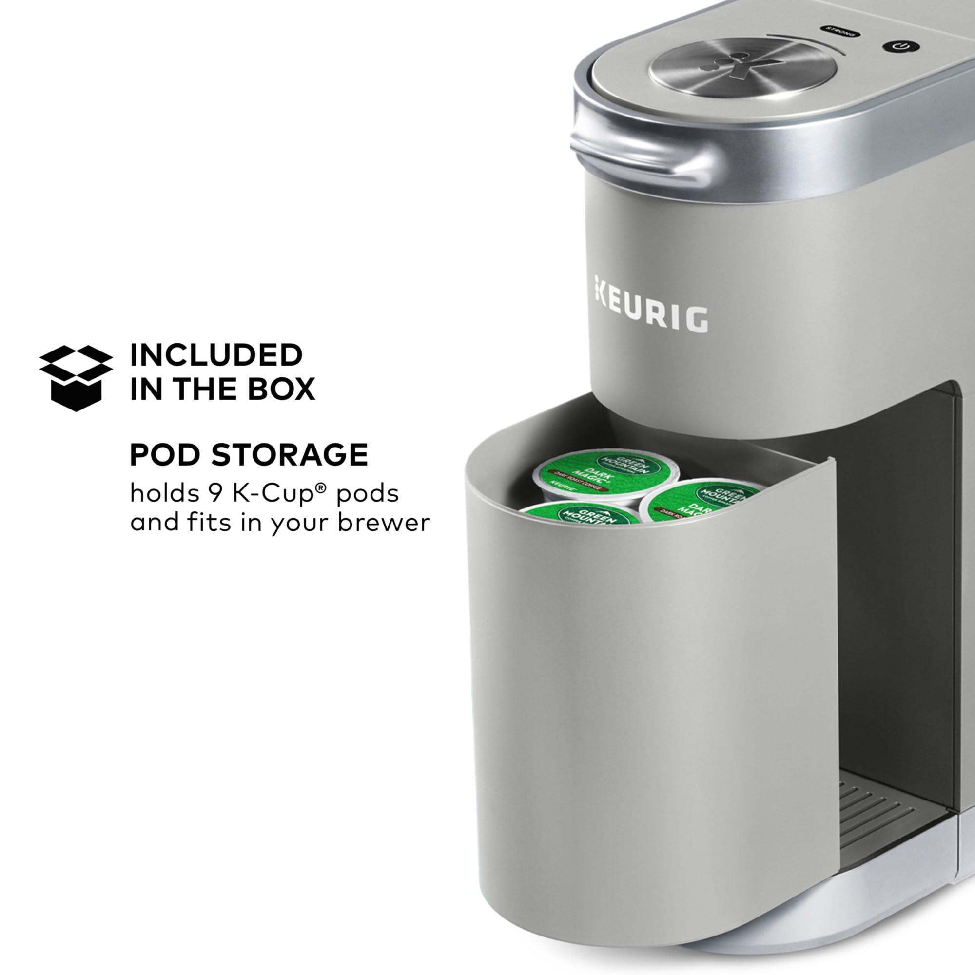 Keurig Keurig K-Mini Plus Single Serve K-Cup Pod Coffee Maker, with 6 to 12oz Brew Size, Stores up to 9 K-Cup Pods, Travel Mug Friendly, Studio Gray