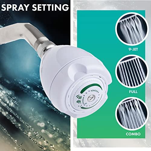 Niagara Conservation Niagara Conservation N2920 Earth Spa 3-Spray with 2 GPM 2.7-in. Wall Mount Adjustable Fixed Shower Head in White, 1-Pack | Bathroom Shower Head Sprayer with Pressure Compensation Technology