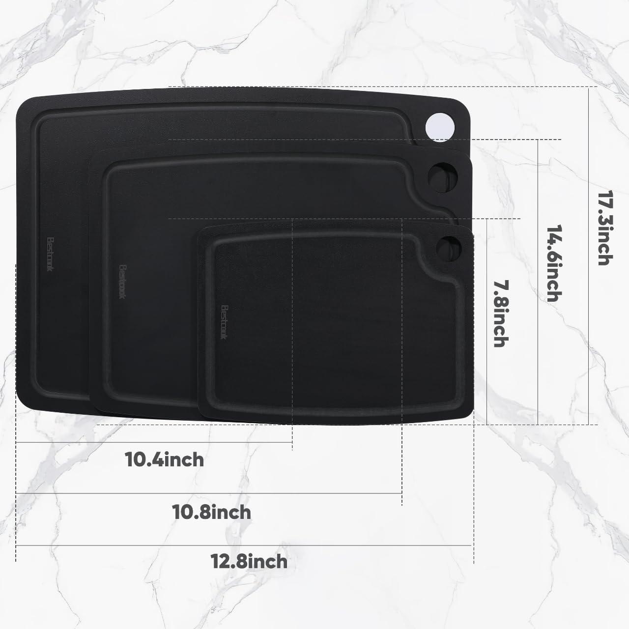 BESTCOOK Wood Fiber Cutting Board for Kitchen - Wood Fiber Composite Cutting Board with Juice Groove and Non-slip Feet, Dishwasher Safe, Knife-Friendly Chopping Board for Meat, Bread, Fruit, 14.6x10.8