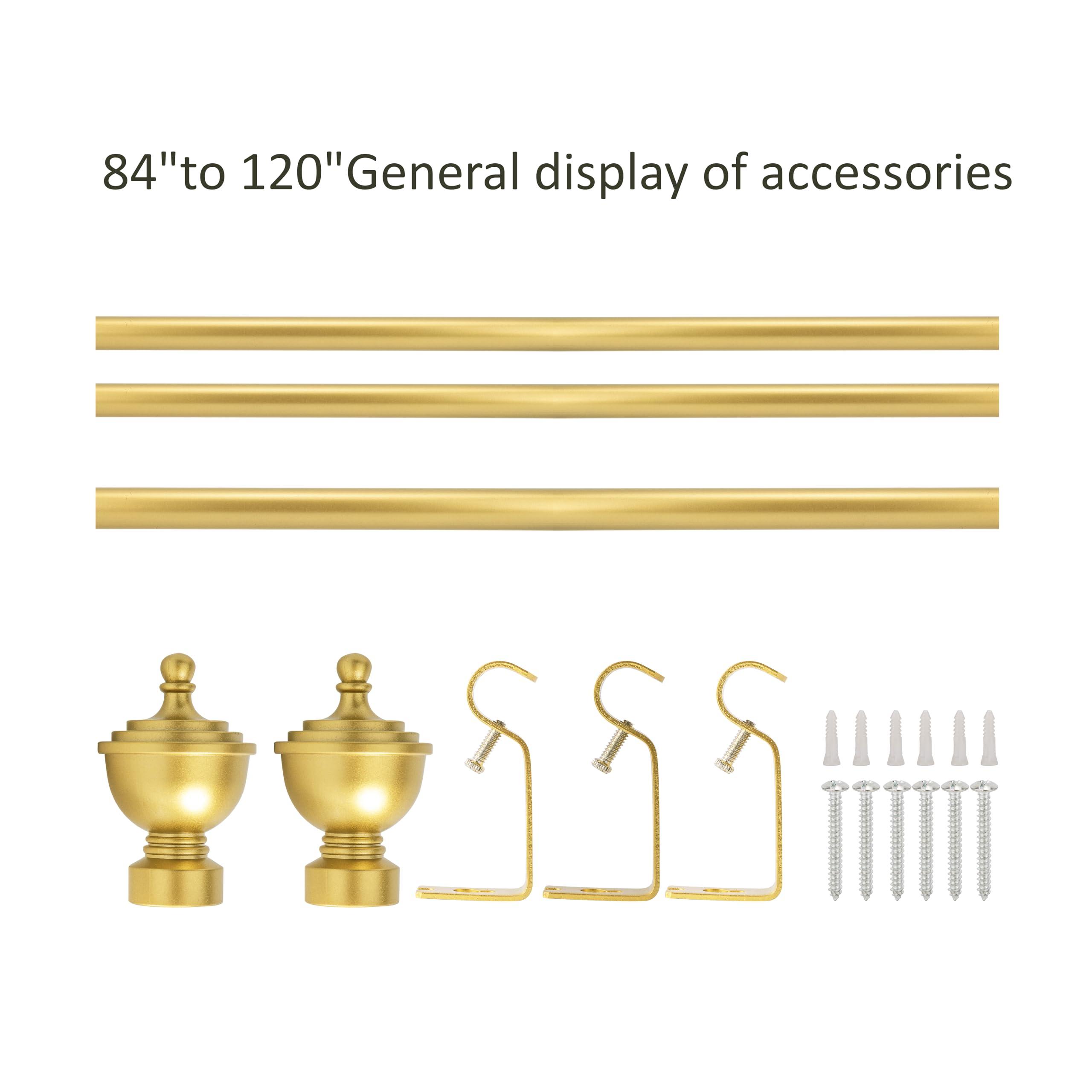 Rydenia Rydenia 5/8" Single Curtain Rod with Royale Finials (Gold, 84''-120'')