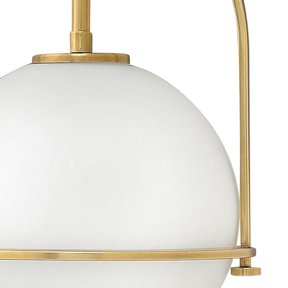 Hinkley Hinkley Somerset 3407HB Small Pendant Light - Adjustable Height, for Even or Sloped Ceilings, Etched Opal Globe, Vintage Chic - Heritage Brass