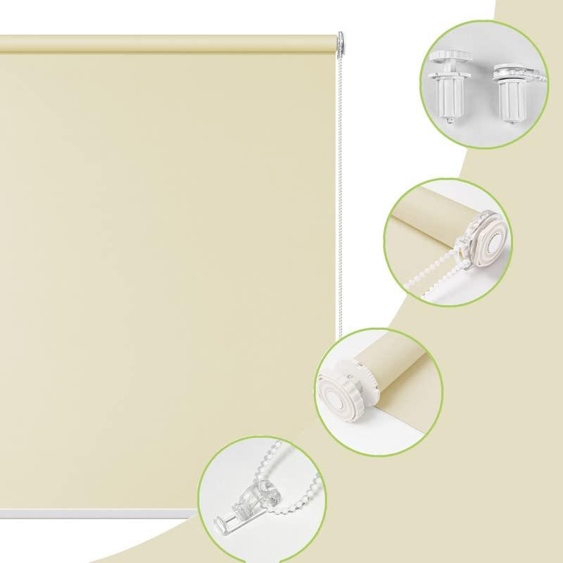 fhsblinds FHSBLINDS No Drill No Tool Blackout Blinds for Windows Roller Window Shades-Custom Cut to Size Window Blinds & Shades for Home Kitchen Bedroom Office (Cool Silver 100% Blackout, 21" W x 80" H)