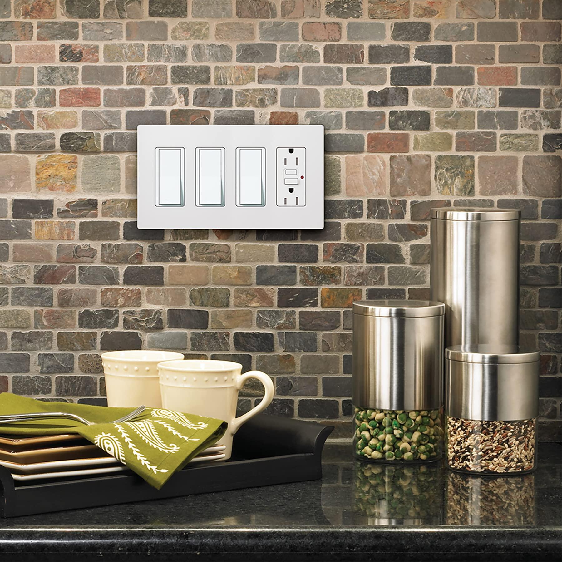 Lutron Lutron Claro 4 Gang Decorator/Rocker Wallplate, Gloss, White (12-Pack) | CW-4-WH