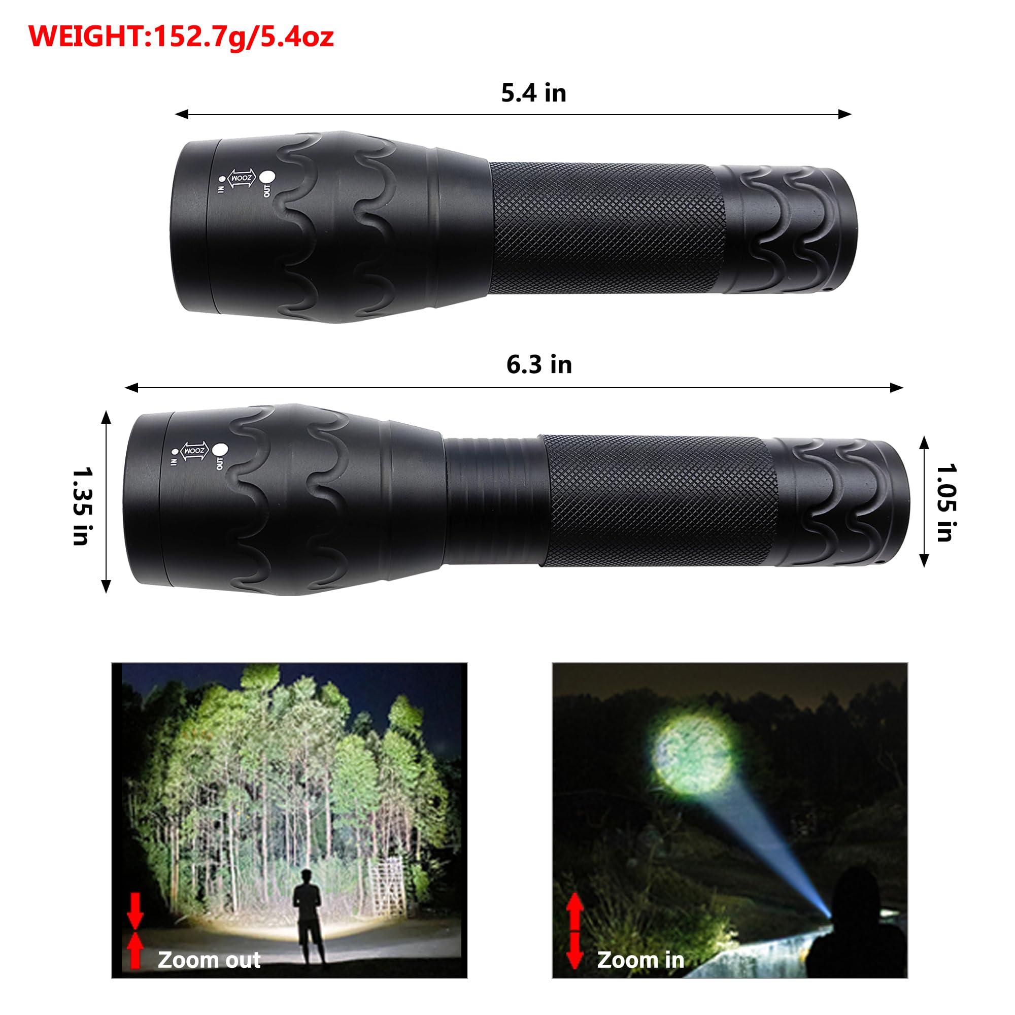 TotaLohan TotaLohan Military Grade Single Mode 3000 Lumens Tactical LED Waterproof Handheld Flashlight,2-Pack