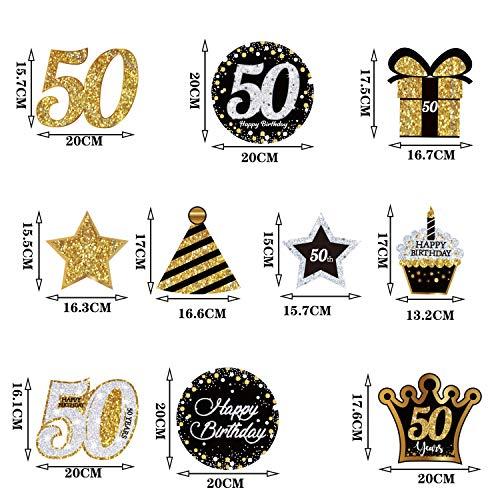 Blulu Blulu 50th Birthday Party Foil Hanging Swirls Decorations Ceiling Glitter Celebration 50th Hanging Swirls Cutouts Ornaments for Men Women 50 Years Old Party Supplies, 30 Pcs