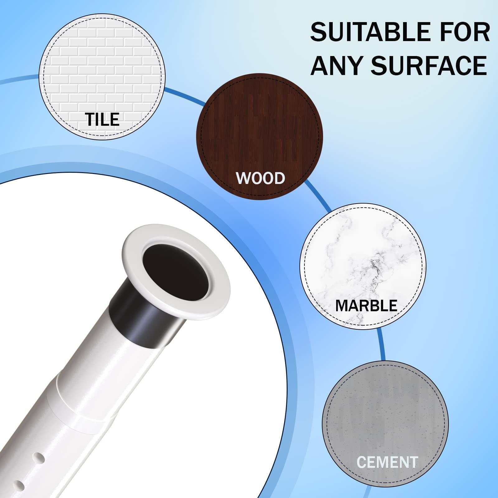 Oxdigi Oxdigi Tension Curtain Rods Adjustable Shower Curtain Rod Spring Tension 142.1-160 Inches, Extra Long Curtain Rod No Drill No Rust Antislip Heavy Duty for Bathroom, Window, Closet, Room Divider, White