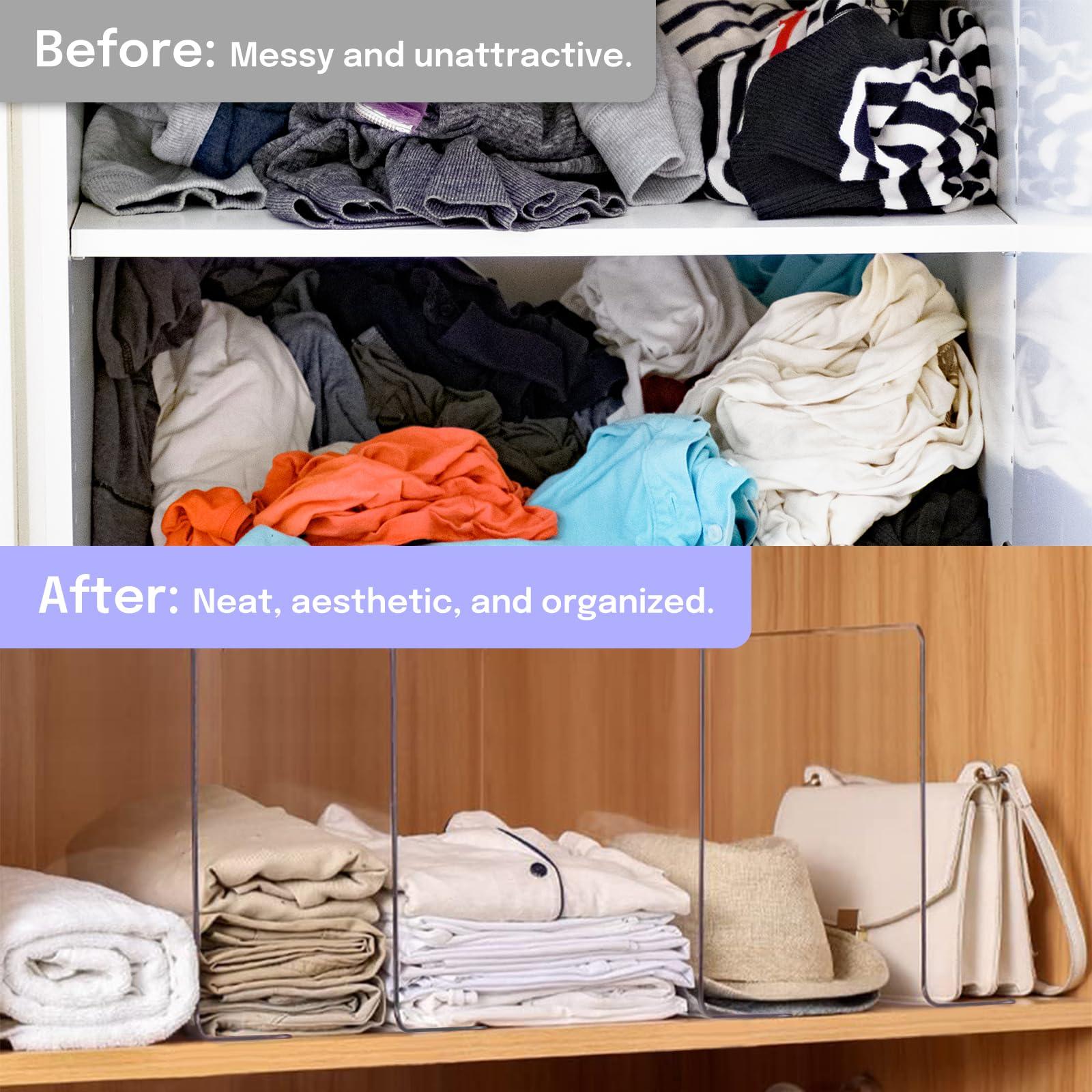 Harava Harava Shelf Dividers for Closet Organization: Durable Clear Acrylic Divider Organizer for Shelves - Vertical Adjustable Shelving Separators for Clothing Purse