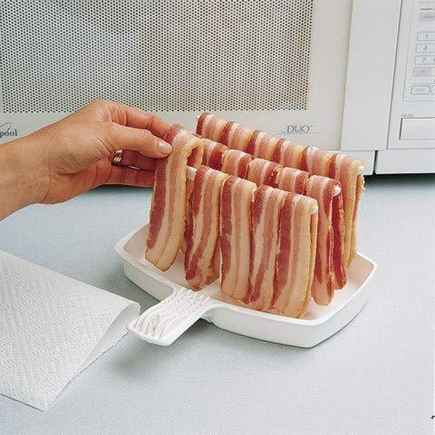 MAKIN BACON The Original Makin Bacon Microwave Bacon Dish - Makes Crispy Bacon in Minutes - Simple, Quick, and Easy to Use - Reduces Fat Content for a Healthier Meal - Molded in The USA
