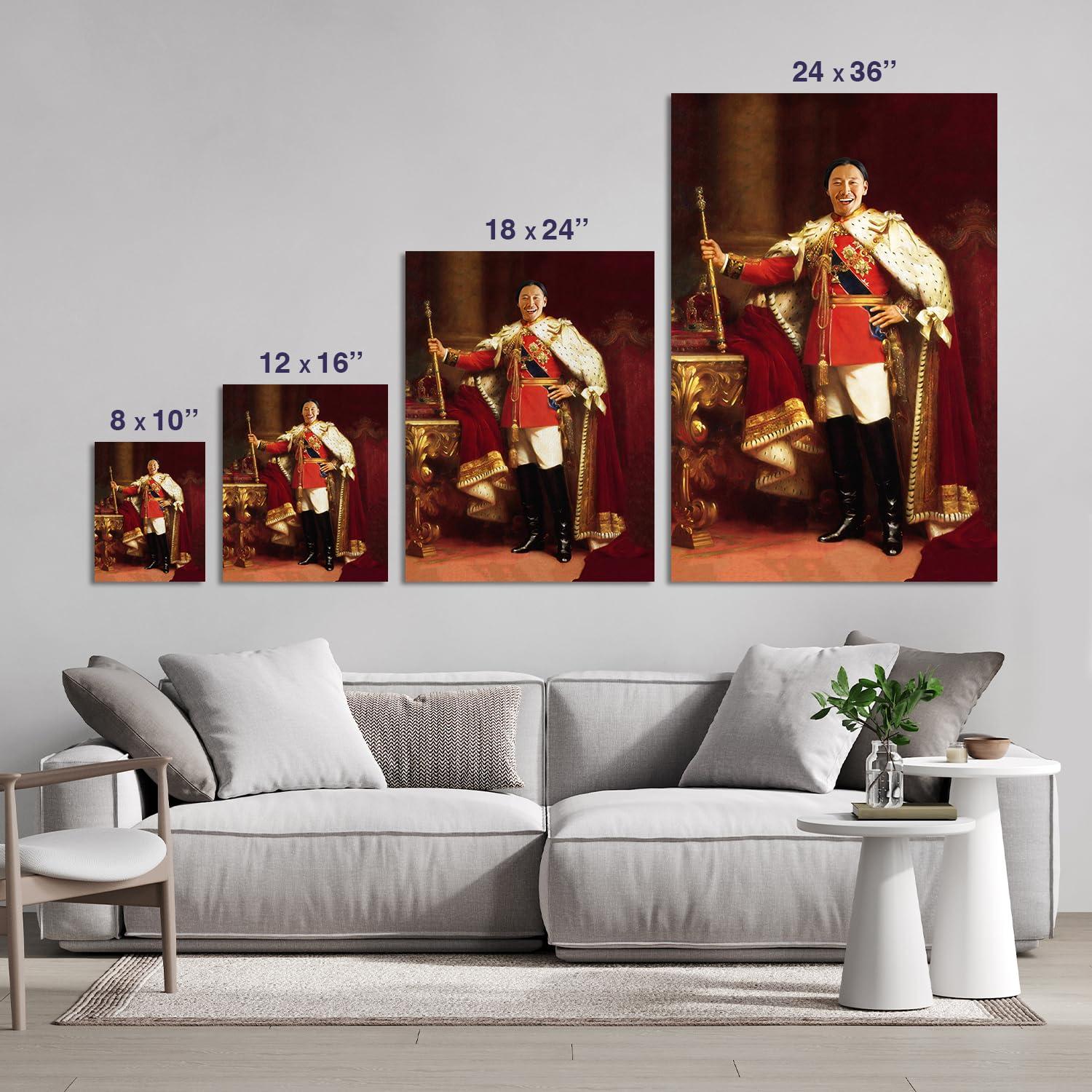 Turn Me Royal Turn Me Royal Custom Portrait from Your Photo, Funny Wall Art Gifts for Men, for Husband, for Father, Turn Him into Royalty (The King, 8" x 10")