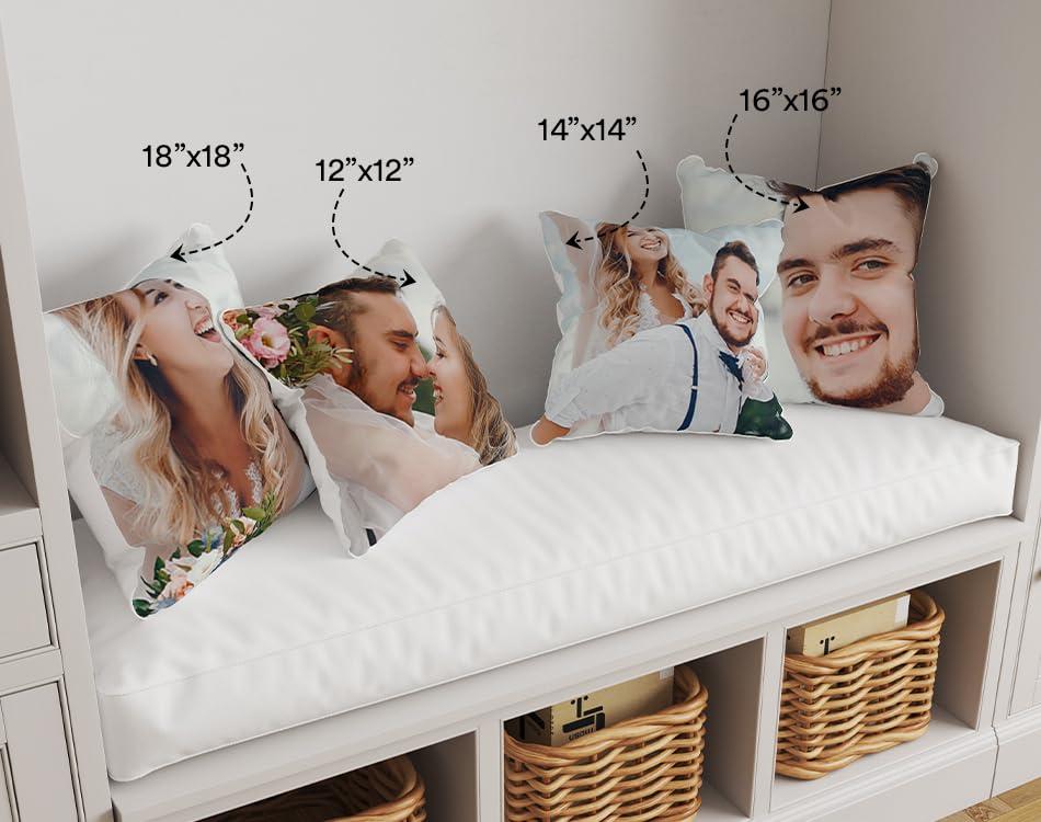 CanvasChamp Custom Photo Pillow Case for Couple Set of 1 - Personalized Photo Pillow with Optional Filler - Customized Couple Gifts for Anniversary, Valentines, Birthday (Pure Polyester, 24\" x 24\")