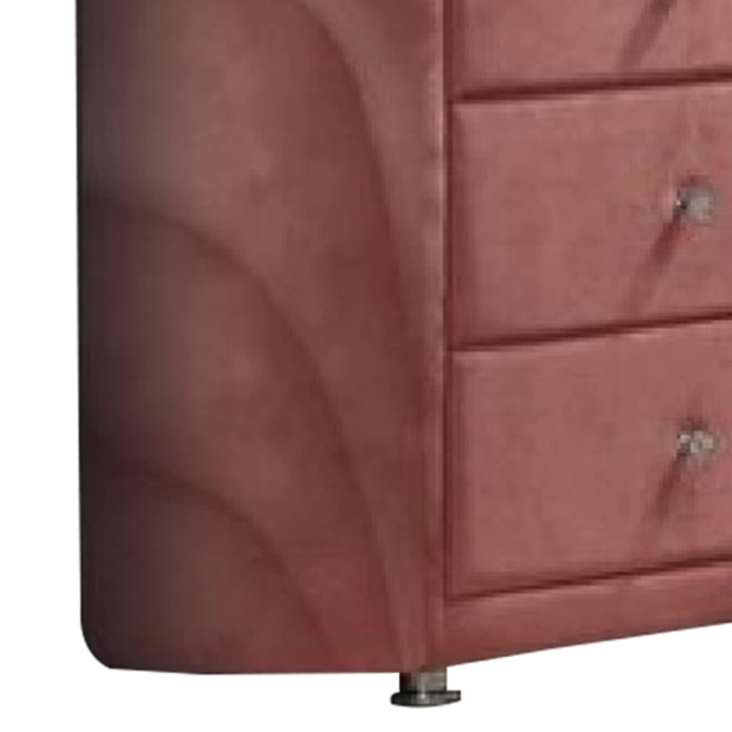 Benzara Benjara Sin 62 Inch Modern Side Dresser, 6 Drawers, Round Metal Knobs, Velvet, Pink