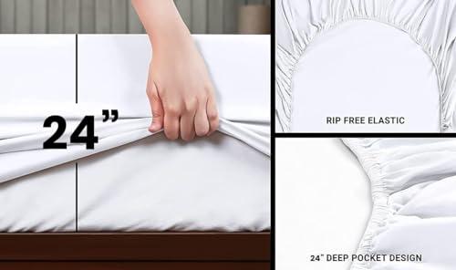 HOME BEDDING COLLECTION Natural Cotton Twin XL Sheets Deep Pocket Cotton, 800 Thread Count Teal 4 Piece, Sheet Set, Solid Sateen Weave, 24\" Deep Pocket (Fits Upto 18\" to 24\" Mattress), Bedding Sheets & Pillowcases