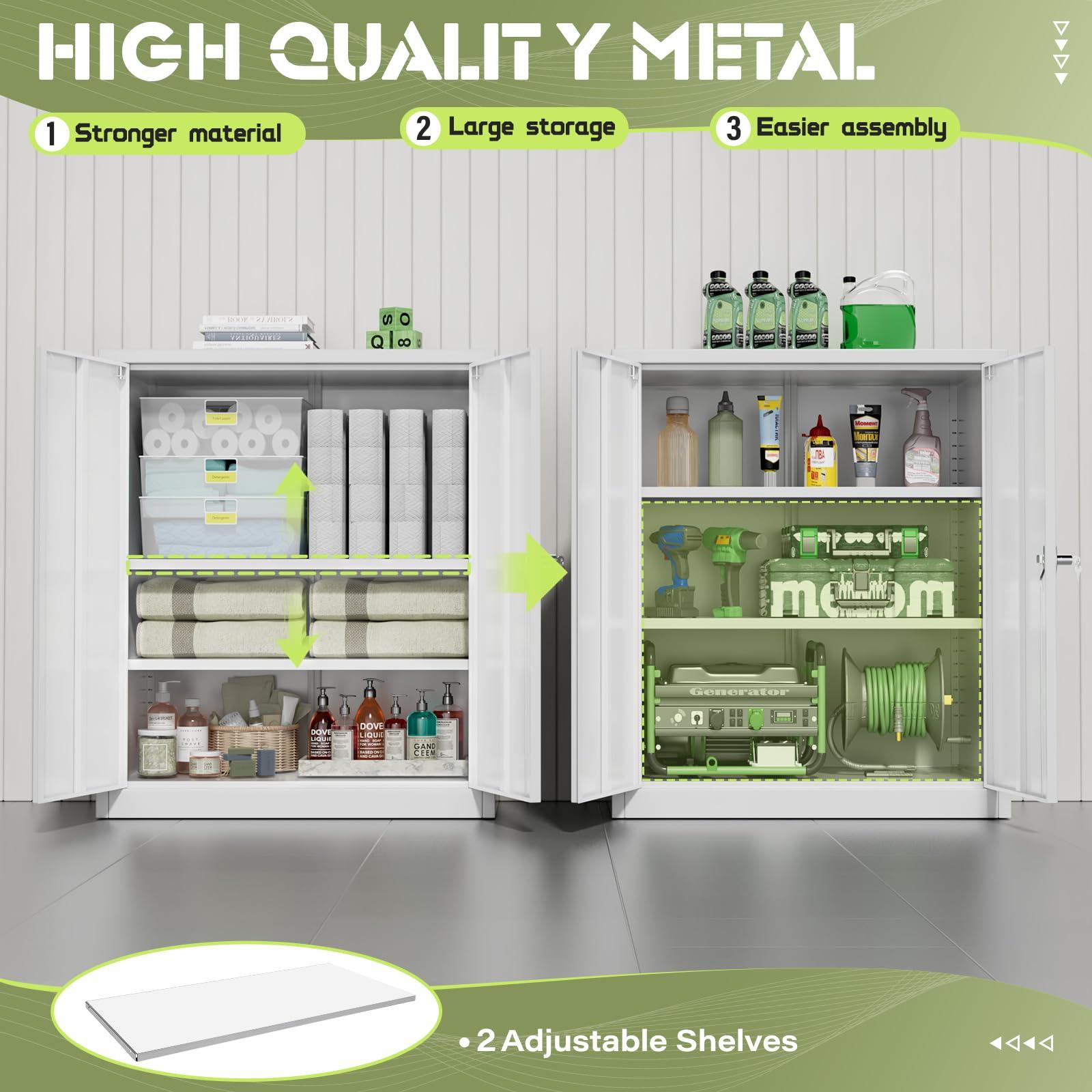 Crownland Crownland 36 Metal Storage Cabinet, Lockable Garage Storage Cabinets, Office File Cabinet with Adjustable Shelves for Garage, Home Office, Classroom, Pantry, File(White-Narrow Size)