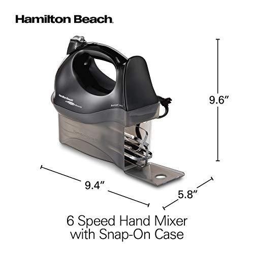 Hamilton Beach Hamilton Beach Power Deluxe 6-Speed Electric Hand Mixer with Snap-On Storage Case, QuickBurst, Beaters, Whisk, Powerful 250 Watt Motor, Bowl Rest, Black (62692)