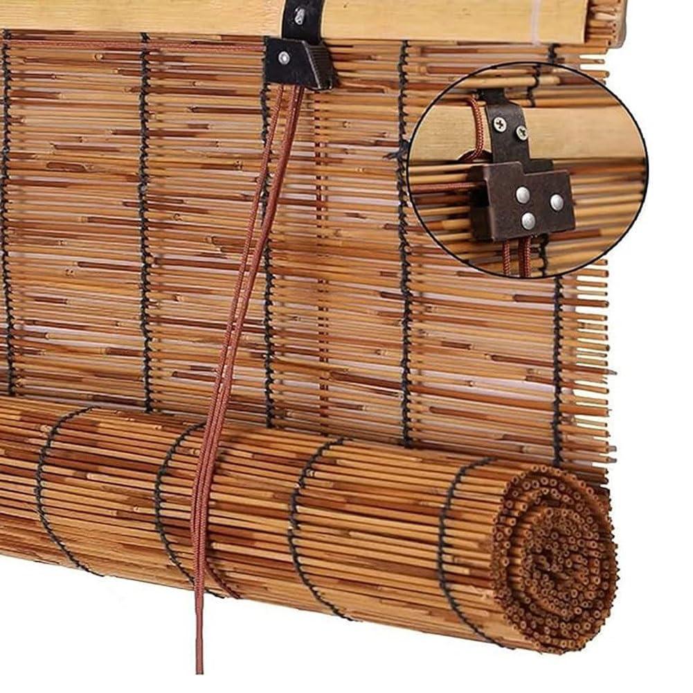 HomeLoft Basics Bamboo Shades Blinds 70% Bamboo Roller Blinds for Outdoor Indoor Privacy Shades Roman Curtain Natural Bamboo Window Shade Patio Roll Up Blind W 24" 34" 36" 46" 48" 52" 54" 58" 60" 72" Cordless (Size