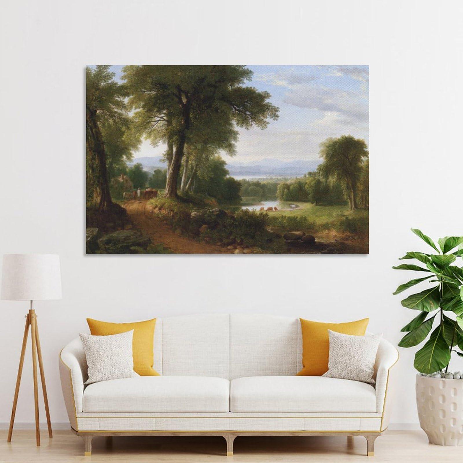 LUDU LUDU Poster Printed by Asher Brown Durand Hudson River School After A Summer Shower Canvas Wall Art Prints Poster Gifts Photo Picture Painting Posters Room Decor Home Decorative 08x12inch(20x30cm)