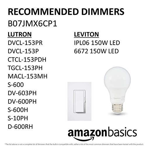 Amazon Basics Amazon Basics A19 LED Light Bulb, 60 Watt Equivalent, Energy Efficient 9W, E26 Standard Base, Daylight White 5000K, Dimmable, 10,000 Hour Lifetime , 6-Pack
