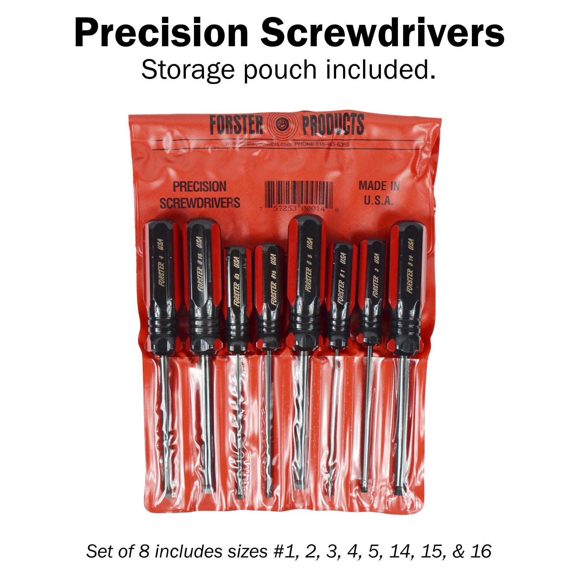Forster Products Forster Products 8-Piece Gunsmith Screwdriver Set, Hollow Ground Tips with Square Faces, Single Piece Construction, with a Durable Storage Pouch