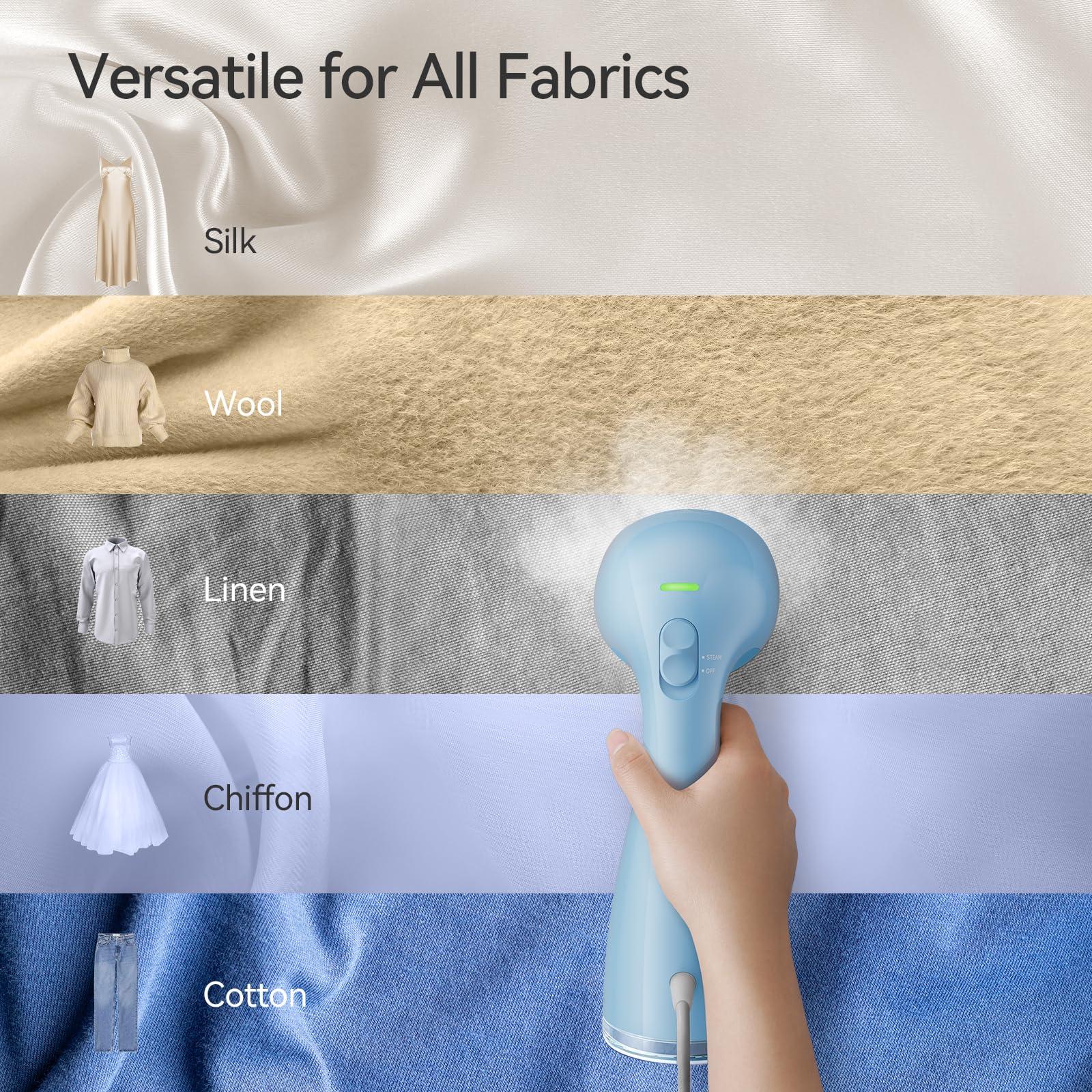 HiLIFE HiLIFE Steamer for Clothes, 1100W Clothes Steamer with Large 300ml Tank, Handheld Clothing Steamer, Fabric Wrinkle Remover, Portable & Compact Travel Size Garment Steamer ONLY FOR 120V (Blue)