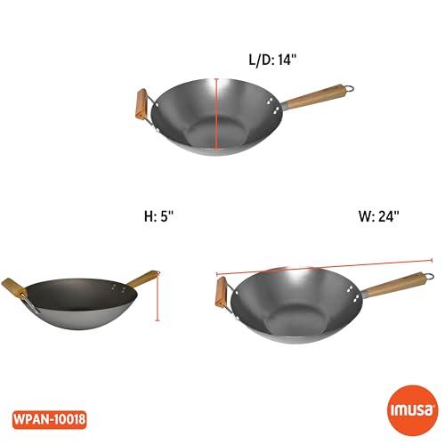 Imusa IMUSA 14in Carbon Steel Wok with Wood Handles