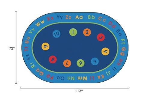Carpets for Kids Carpets for Kids 8506 Basic Concepts Literacy Classroom Rug 6ft 9in x 9ft 5in Oval Blue