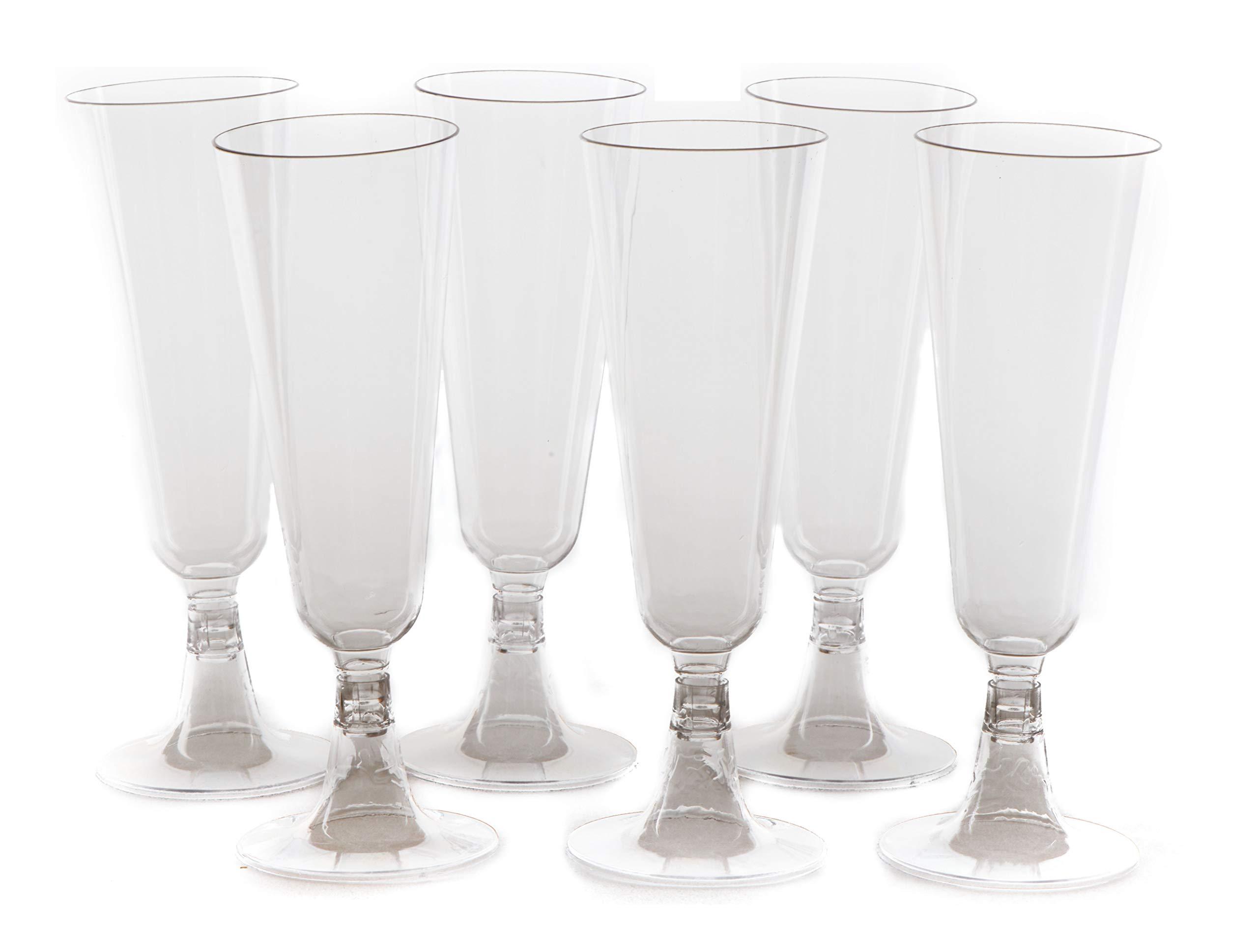 EcoQuality [160 PACK] Plastic Champagne Flutes 5 oz - Hard Plastic Disposable Clear Plastic Glass Like Flutes - Champagne Glasses BPA Free Toasting Flutes - Weddings, Parties, Cocktail Cups, Mimosas, Wine, Sodas