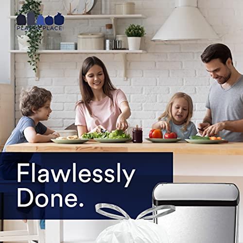 Plasticplace Plasticplace Custom Fit Trash Bags, Compatible with simplehuman Code U (100 Count) White Drawstring Garbage Liners 14.5-21 Gallon/ 55-80 Liter 26.5\" x 32\"