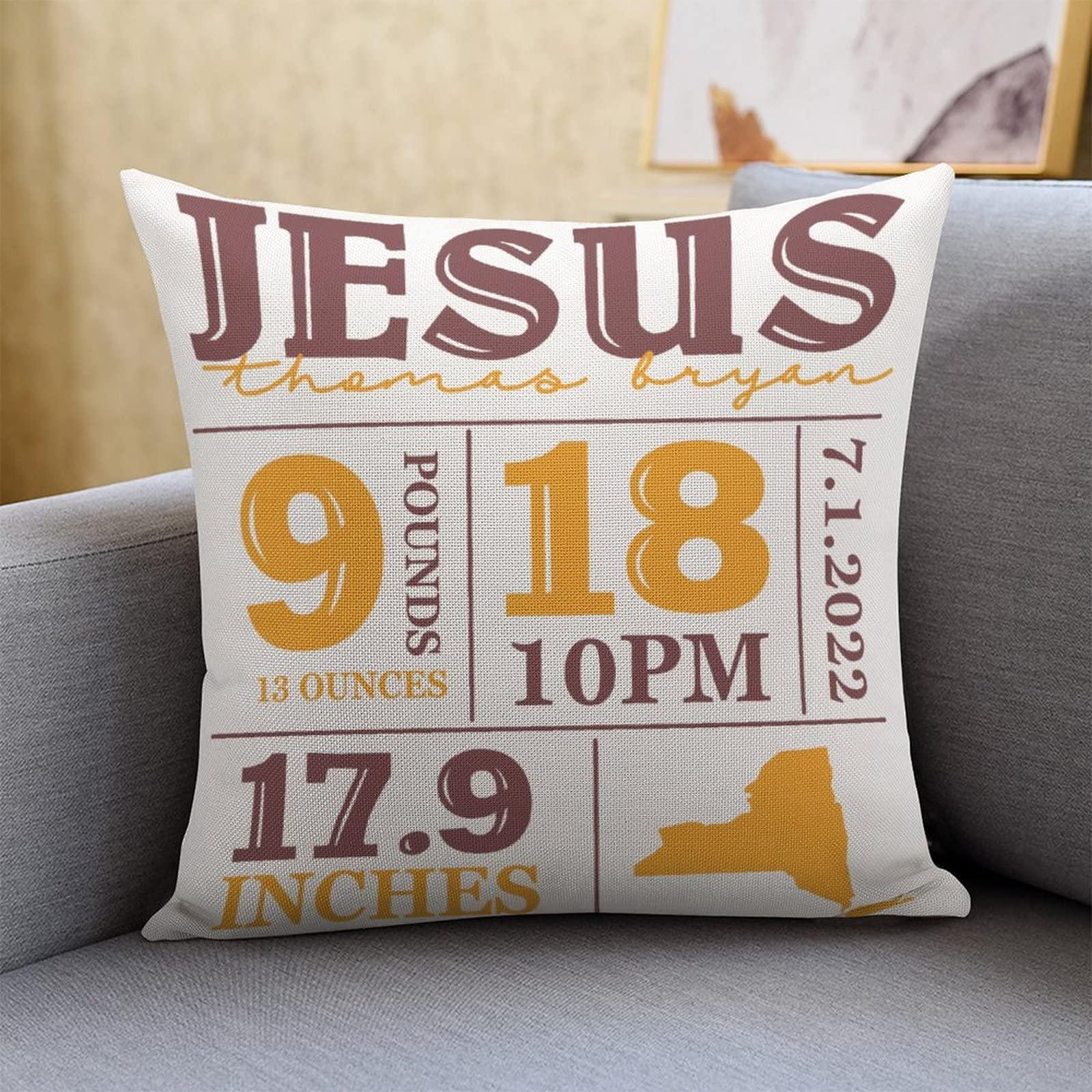 by Unbranded Decorative Pillowcase 16x16 Birth Announcement Pillows Baby Pillow Custom Birth Detail Pillow State Baby Boy Girl Keepsake Gifts Linen Decorative Pillowcase Sofa Throw Pillows Covers Zipper