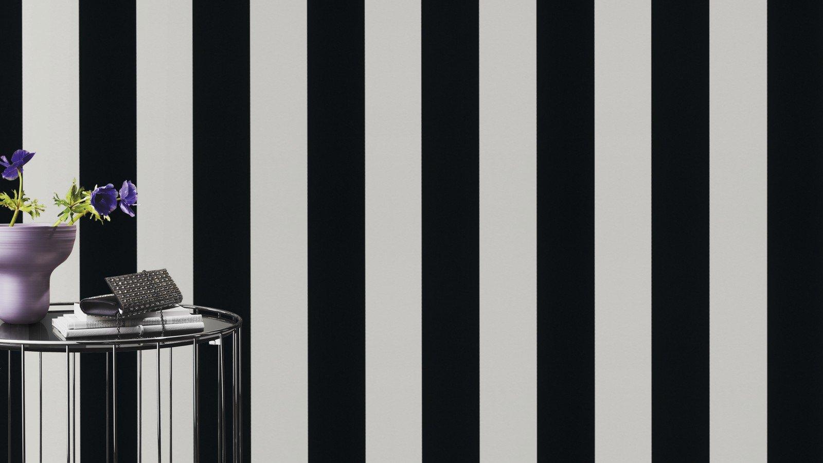 Rasch Rasch, “Just Me” Paper Wallpaper, Graphic Design, Striped, Black and Cream/White Colour, 286694