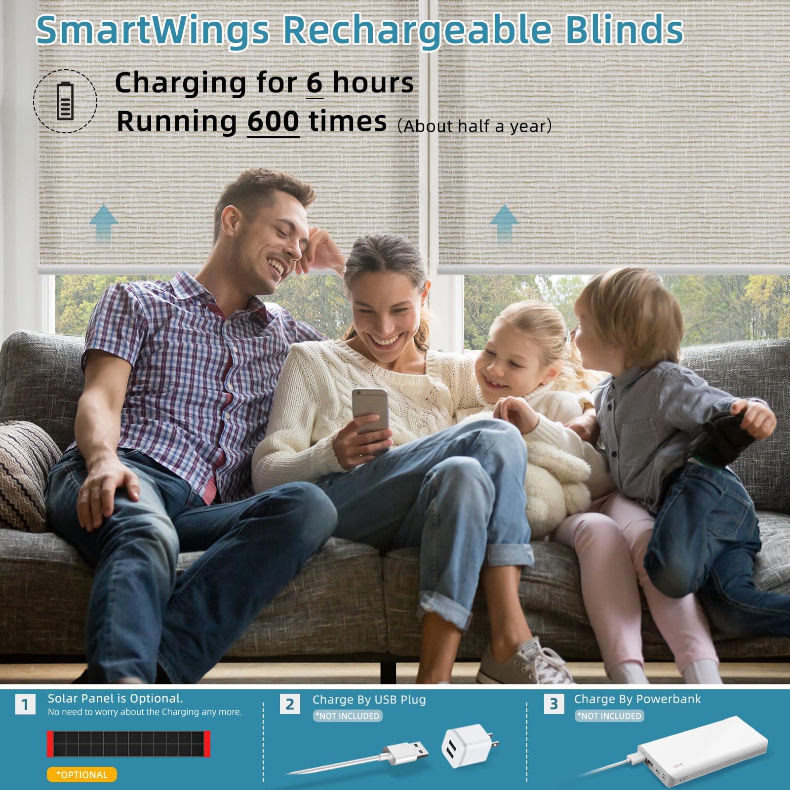 SmartWings SmartWings Motorized Blinds with Remote, Compatible with Homekit Thread-Enabled Shade, Light Filtering Cordless Smart Shade, Electric Automatic Sunscreen Blinds, Customized, Safari Cream