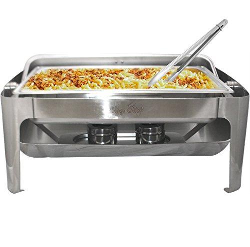 Tiger Chef Tiger Chef Chafing Dish Buffet Set - Stainless Steel Chafer - Roll-Top Chaffing Dishes 8 Quart and Plastic Salad Tong - Chafer and Buffet Warmer Set