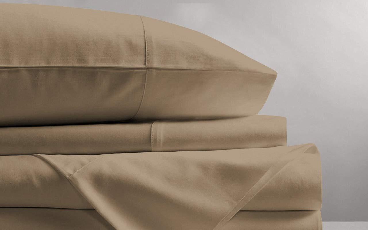 Sophia Cotton Club Short King (73x76) Size Bed Sheets Luxury Soft 550-TC Egyptian Cotton 4-PCs Sheet Set Fits Upto 18-20 inch Pockets Depth, Made Specifically for RV, Camper & Motorhome (Solid, Taupe)