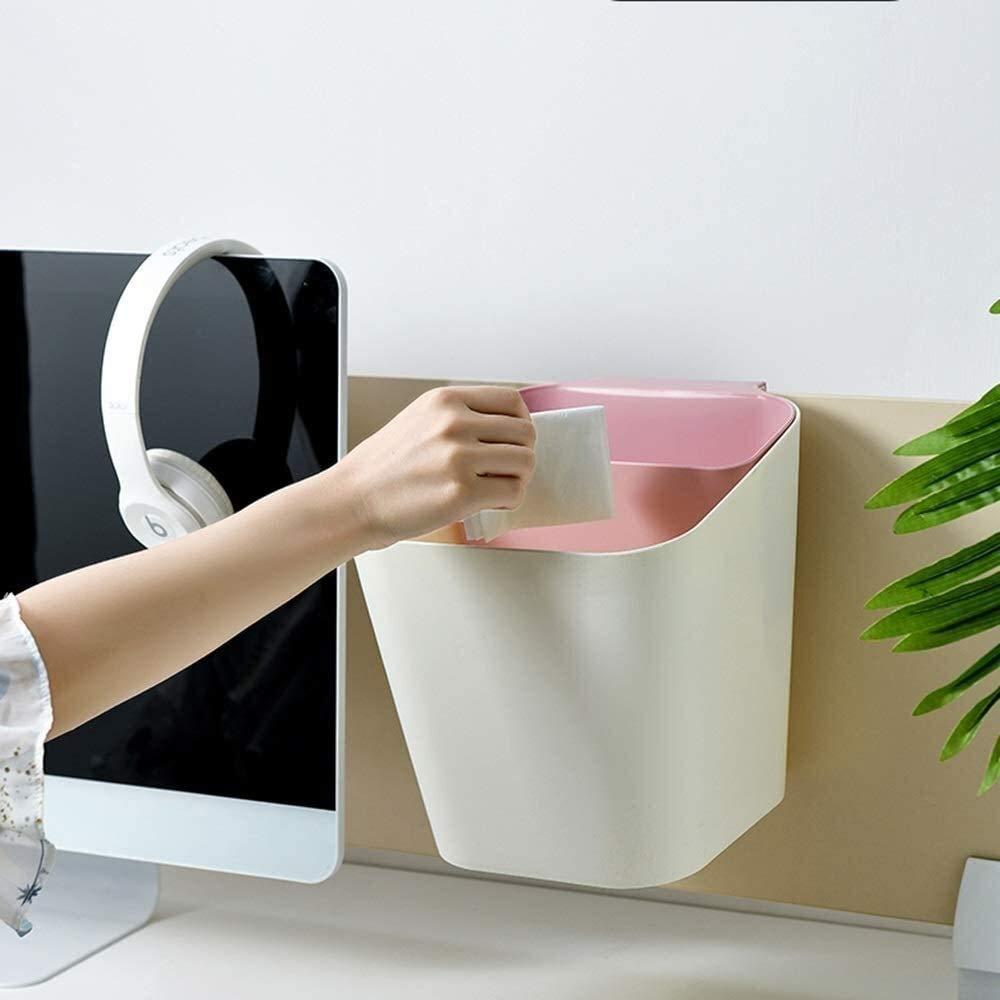 Suuim Garbage Bin Kitchen Hanging Trash Can, Plastic Rectangular Garbage Can, Dry and Wet Sorting, Movable Waste Bin Connected in Kitchen, Office Drawer, Clapboard, Living Room and Bathroom Kitchen T