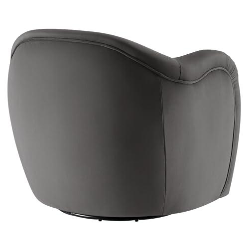 Modway Modway Compose Performance Velvet Swivel Armchair in Storm Gray - Barrel Accent Chair - Comfy Round Single Sofa Chair with 360 Rotation - Modern Upholstered Club Chair for Living Room, Bedroom