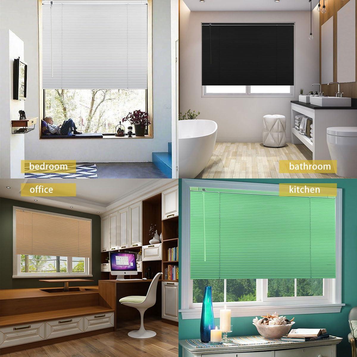 getopblinds Cordless Venetian Horizontal Blinds No Drill No Tools Blinds for Window Treatment Custom 1" Slat Aluminum Shutter Blinds Window Shade for Privacy Light Control, Easy to Install, 51" W x 36" L, Grey