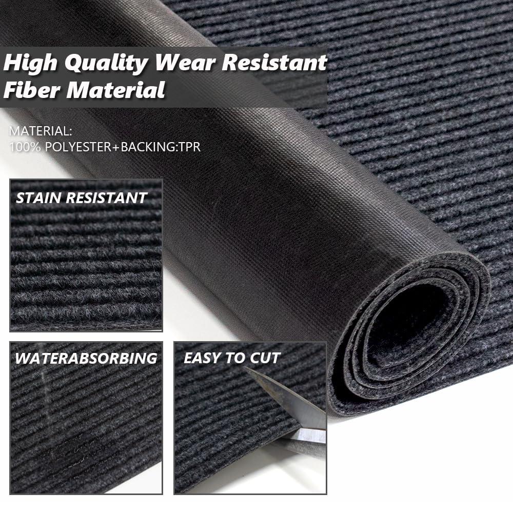 Goasis Lawn Runner Rug Carpet Runners, Indoor/Outdoor Hallway Custom Sizes Kitchen Entryway Bedroom Area Rugs with Natural Non-Slip Waterproof Rubber Backing, Garage Mat, Double Stripe, 1\' x 55\'