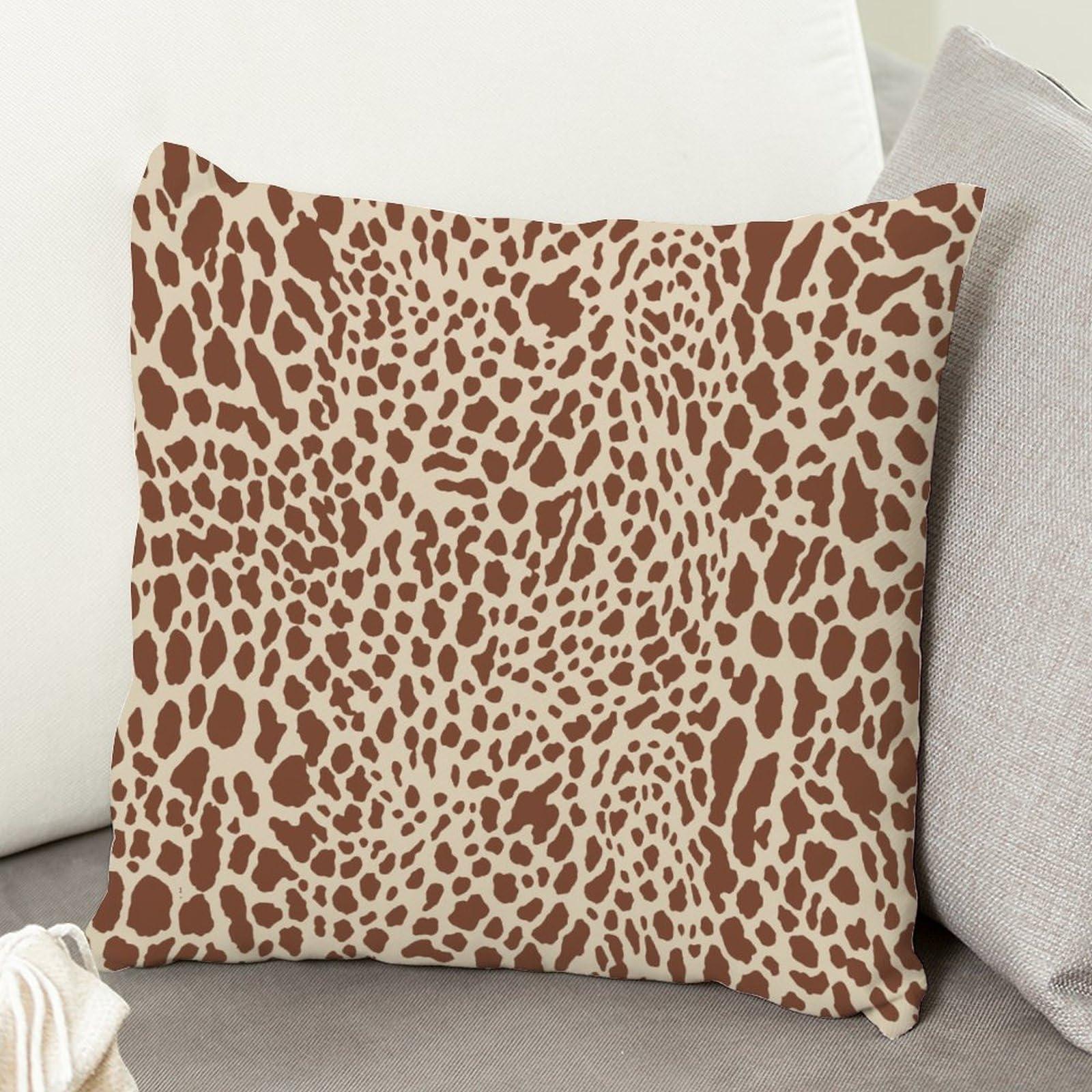 ArogGeld ArogGeld Throw Pillow Cushion Neutral Brown Cheetah Animal Print Pillow Covers Leopard Print Animal Spots Cream Brown Pillowcase Farmhouse Decor for Sofa Couch Car Chair 16x16in White Flax
