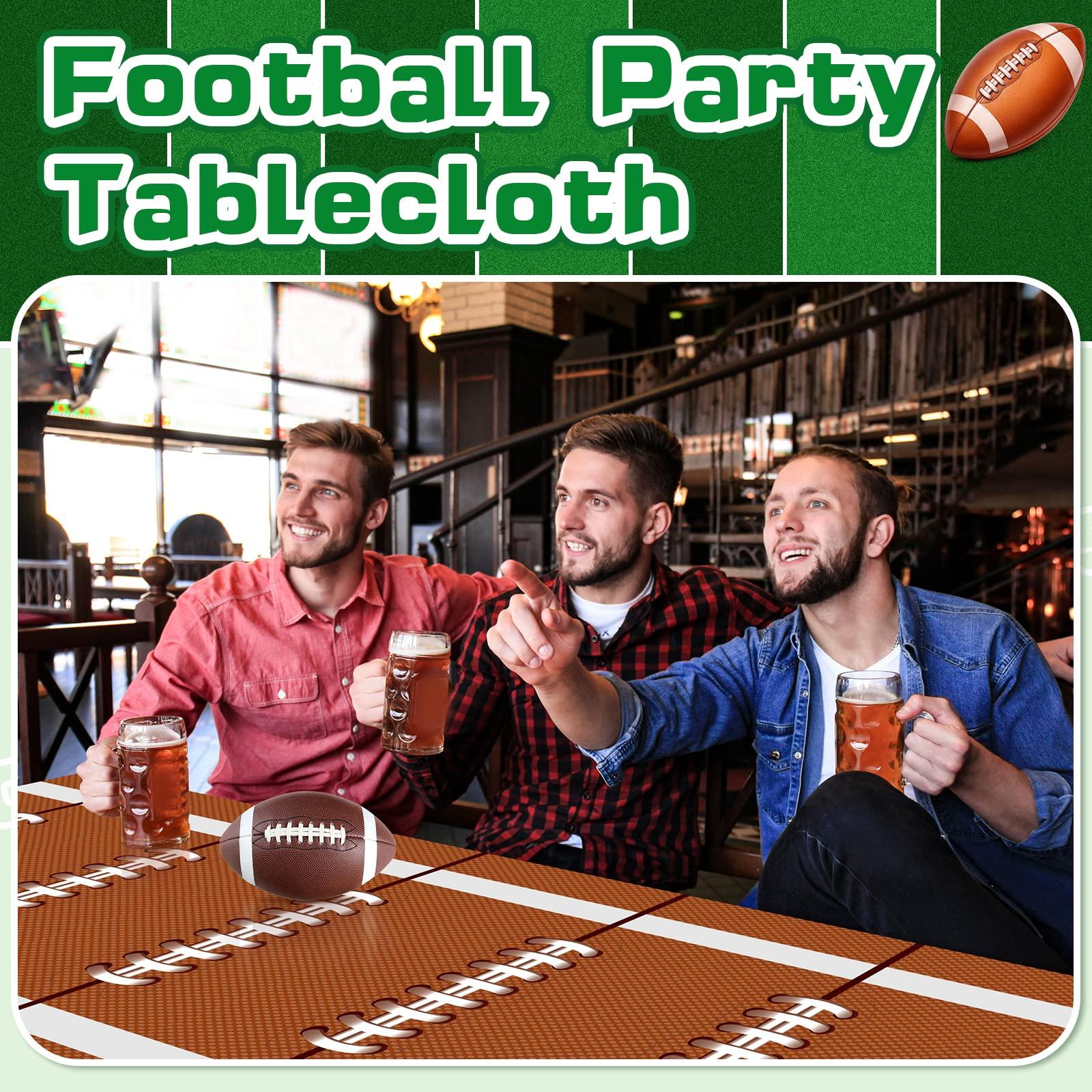 Remagr Remagr 4 Pcs Plastic Football Field Tablecloth 54 x 108 Inch Disposable Football Party Table Cover Rectangle Tailgate Decoration Supplies for Stadium Rugby Game Day