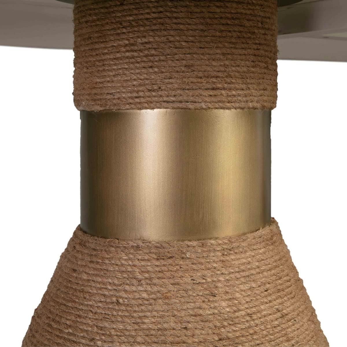 Generic TOV Furniture Rishi 30\" H Oval Rope Acacia Wood Dining Table in White/Brown