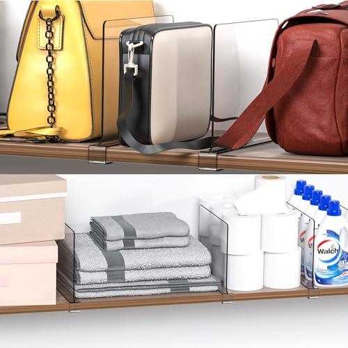 Cq acrylic Acrylic Closet Shelf Dividers - Clear Organizer for Wood Shelves,Purses and Clothes Separation,Ideal for Kitchen and Bedroom Storage,Sweater Dividers, Handbag and Clothing Organizer,Pack of 6